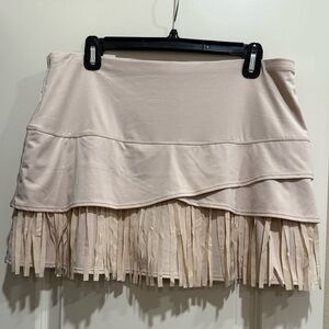 Lucky in Love Beige Layered, Fringe Skirt